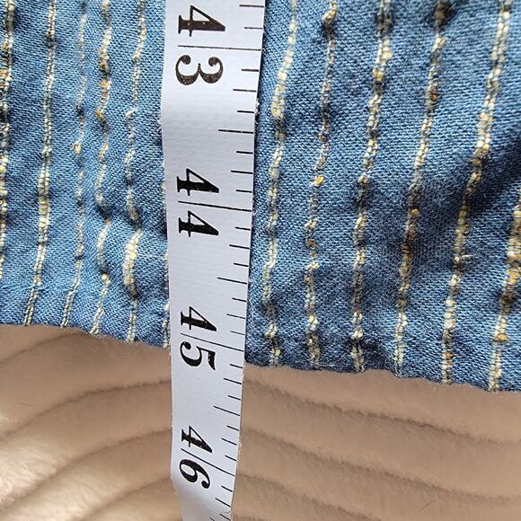 M Square Neetu Malik Blue Striped Cotton Dress Size 1 Shift Midi Boho Lagenlook - Picture 7 of 9